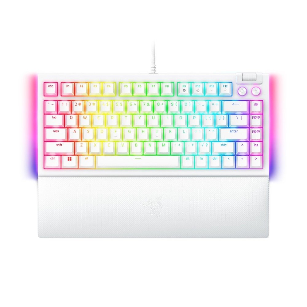 Teclado Gamer Mecânico Razer BlackWidow V4, 75%, RGB, Hot-Swappable, Layout US, Branco - RZ03-05001700