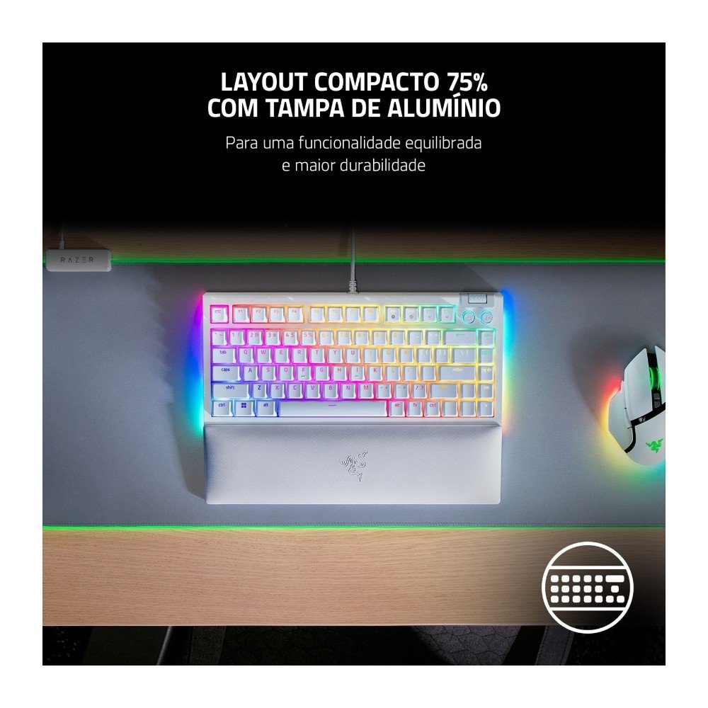 Teclado Gamer Mecânico ( Balão.info) V4, 75%, RGB, Hot-Swappable, Layout US, Branco - RZ03-( Balão.info - foto 2