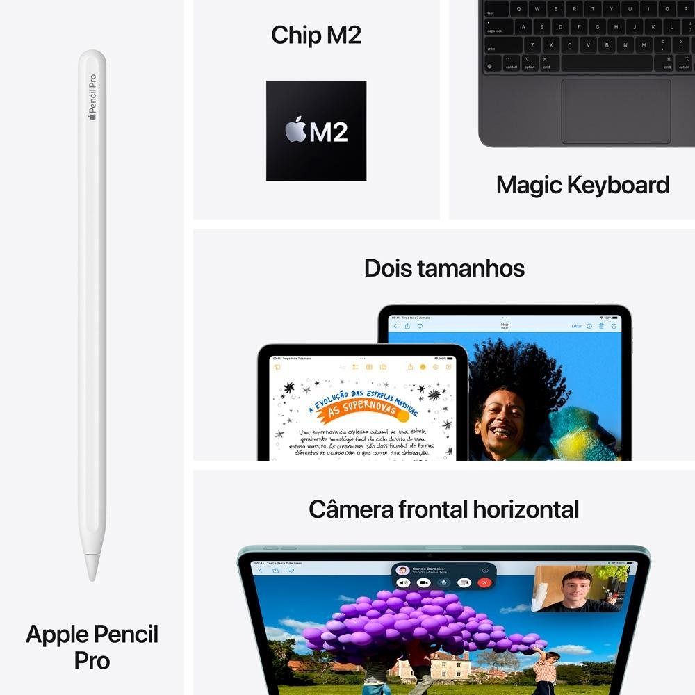 "iPad Air Apple, Tela 11"", 1TB, Chip M2, Wi-Fi + Cellular, Câmera Traseira 12MP, iPadOS 17, Estelar - MUXU3BZ/A" - view 9
