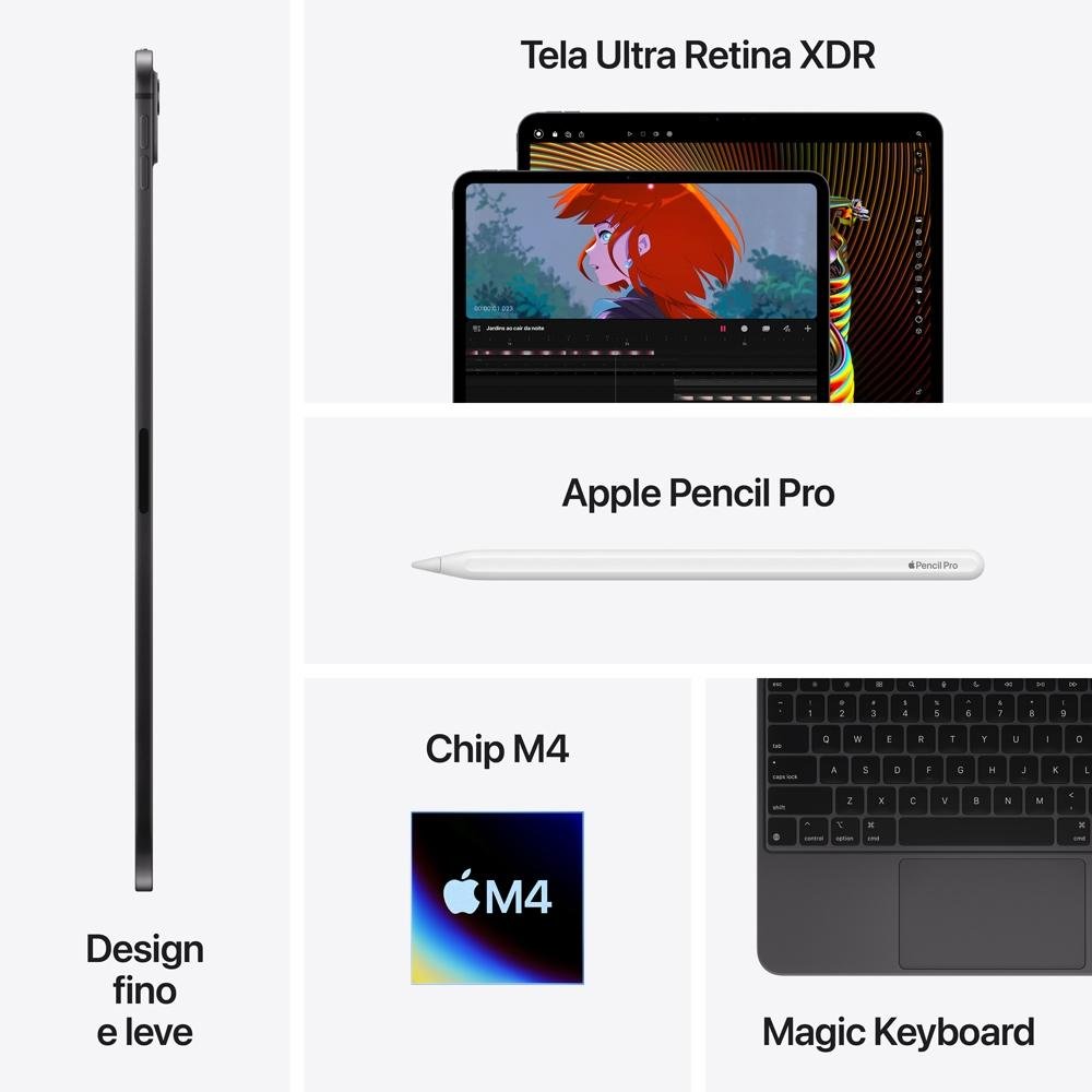 iPad Pro Apple, Tela 13, 512GB, Chip M4, Wi-Fi, Câmera Traseira 12MP, iPadOS 17, Preto Especial - MVX43BZ/A - view 8