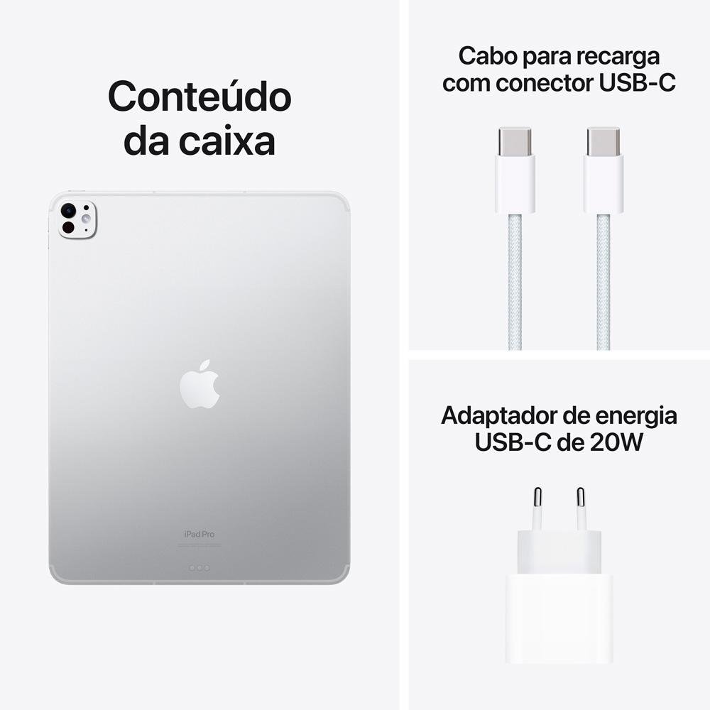 "iPad Pro Apple, Tela 13"", 256GB, Chip M4, Wi-Fi + Cellular, Câmera Traseira 12MP, iPadOS 17, Prateado - MVXT3BZ/A" - view 9