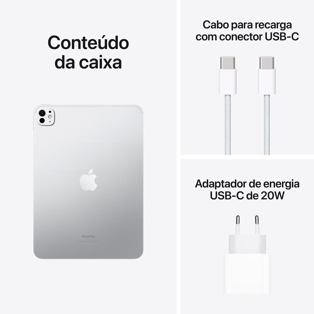 "iPad Pro Apple, Tela 11"", 2TB, Chip M4, Wi-Fi, Câmera Traseira 12MP, iPadOS 17, Prateado - MWR93BZ/A" - view 9