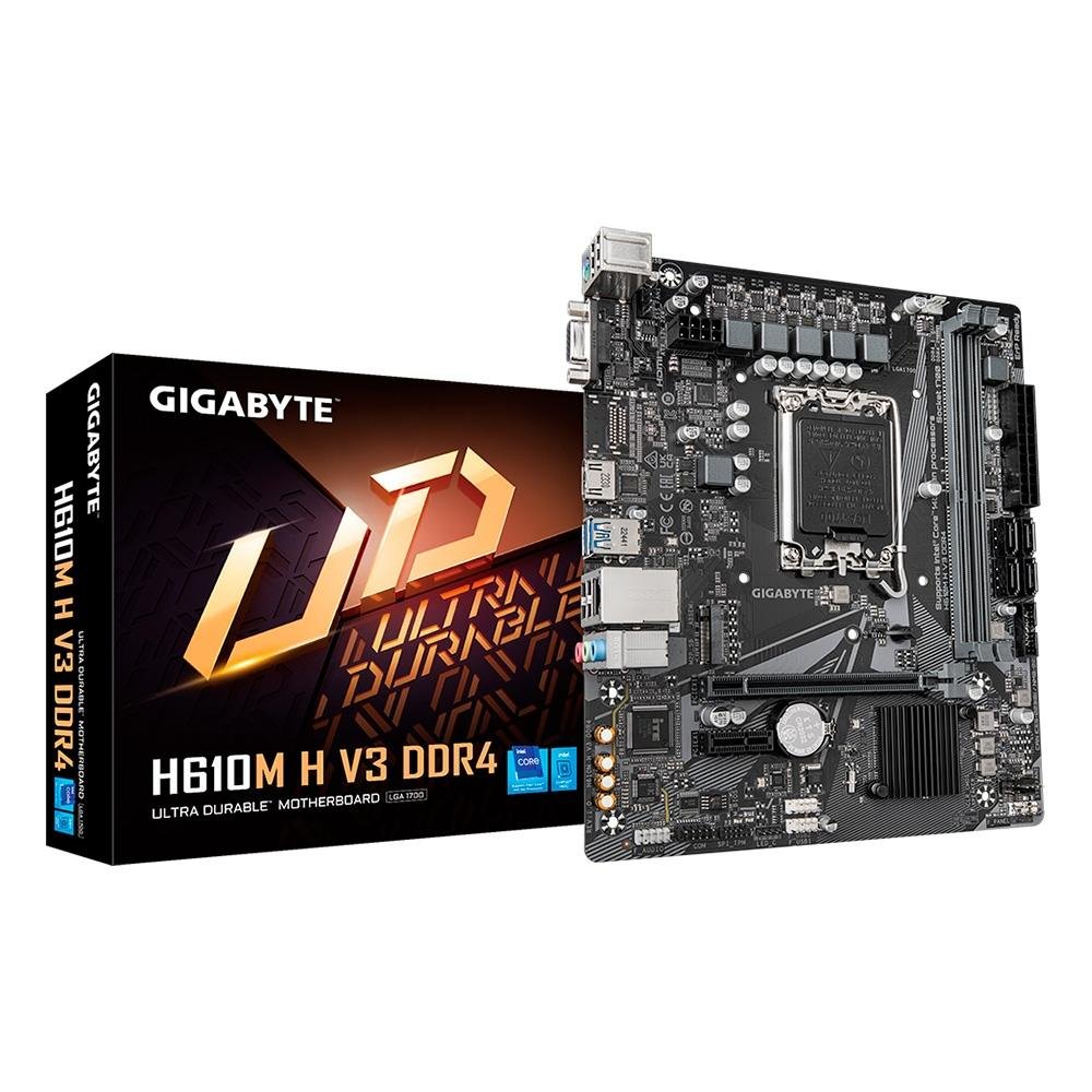 Placa-Mãe Gigabyte H610M H V3, Intel LGA 1700, M-ATX, DDR4, M.2, Preto - H610M H V3 4