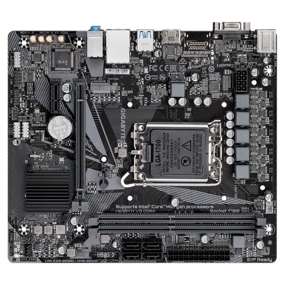 Placa-Mãe Gigabyte H610M H V3, Intel LGA 1700, M-ATX, DDR4, M.2, Preto - H610M H V3 7