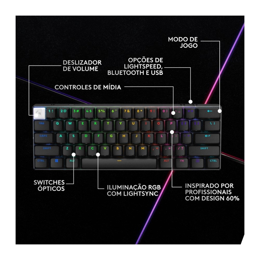 Teclado Sem Fio Mecânico Gamer ( Balão.info) PRO X 60 ( Balão.info), RGB, Bluetooth, Compatível com Windows, Preto - 920-( Balão.info - foto 5