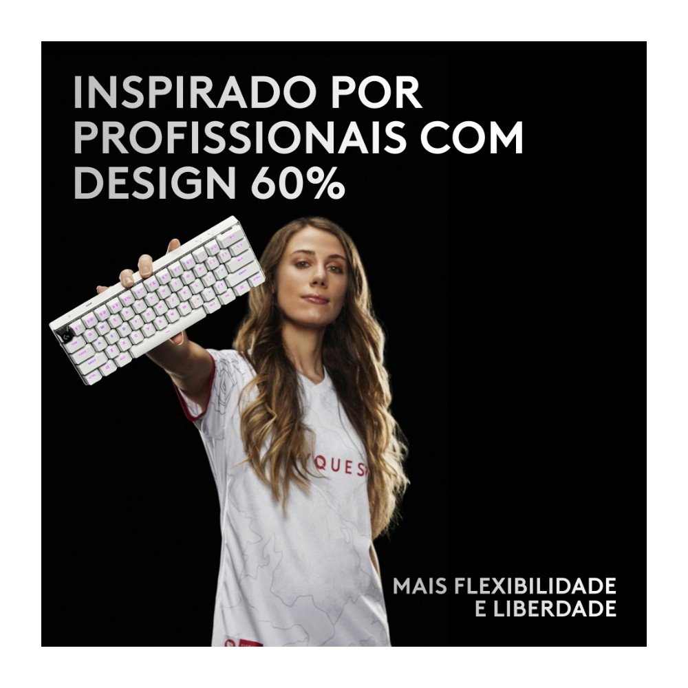 Teclado Sem Fio Mecânico Gamer Logitech G PRO X 60 Lightspeed, RGB, Bluetooth, Compatível com Windows, Rosa Magenta - 920-011940 - view 6