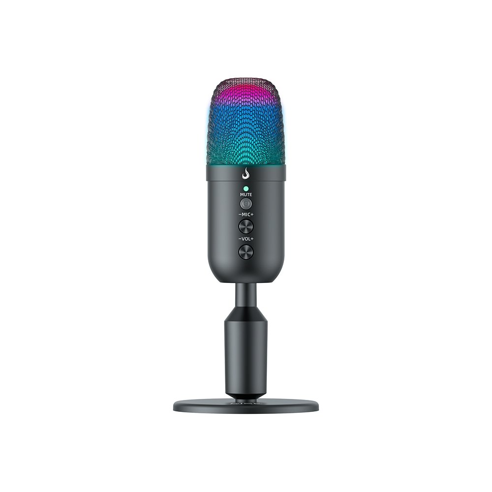 Imagem 7 de 7 do produto Microfone Gamer Rise Mode Elite 04 RGB, com Suporte de Mesa, Conexão P3 e USB-C, Plug & Play, Preto - RM-ME-04-B