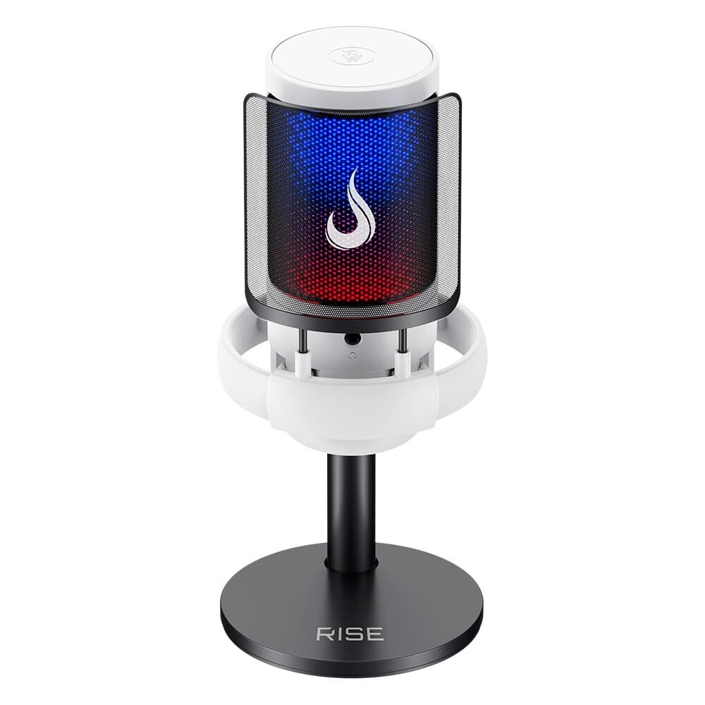Microfone Gamer Rise Mode Elite 05 RGB, USB-C Condensador, Setup White, Branco - RM-ME-05-W