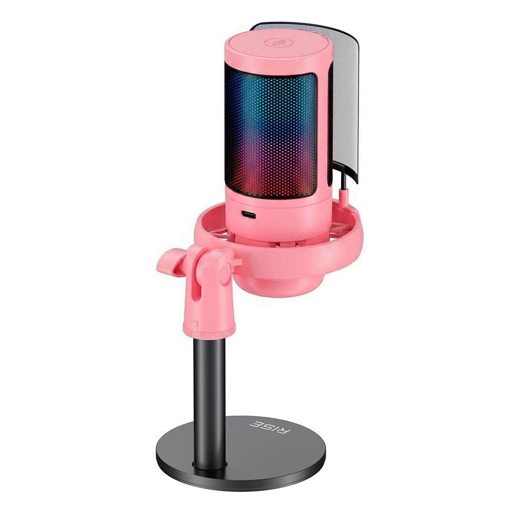 Imagem 6 de 6 do produto Microfone Gamer Rise Mode Elite 05 RGB, USB-C Condensador, Setup Pink, Rosa - RM-ME-05-PK