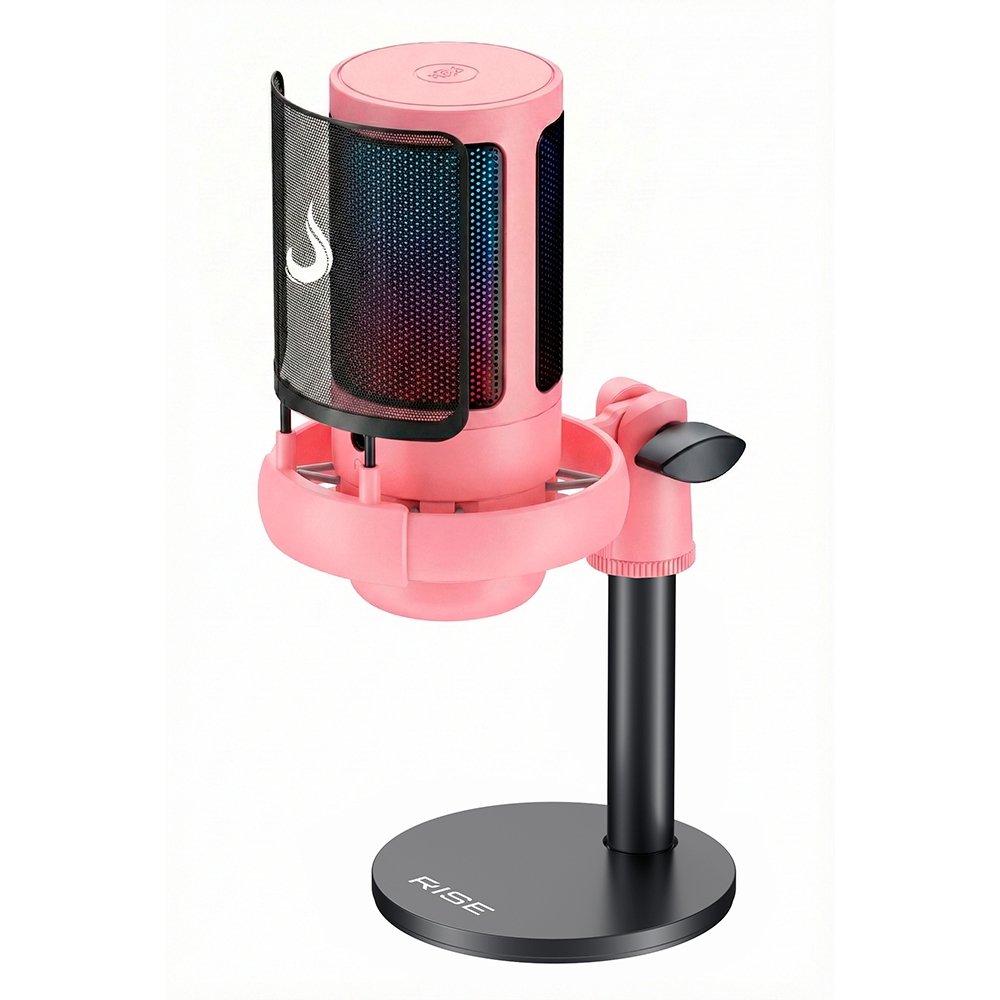 Imagem 3 de 6 do produto Microfone Gamer Rise Mode Elite 05 RGB, USB-C Condensador, Setup Pink, Rosa - RM-ME-05-PK