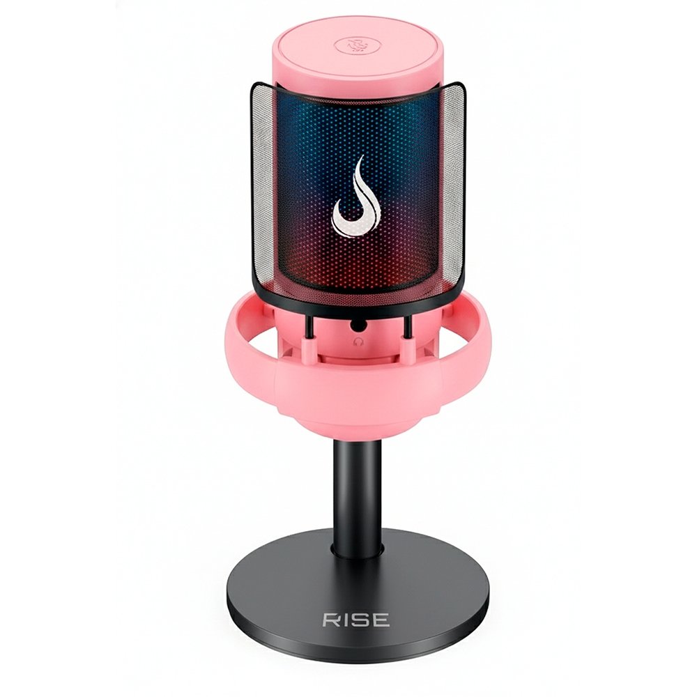 Microfone Gamer Rise Mode Elite 05 RGB, USB-C Condensador, Setup Pink, Rosa - RM-ME-05-PK