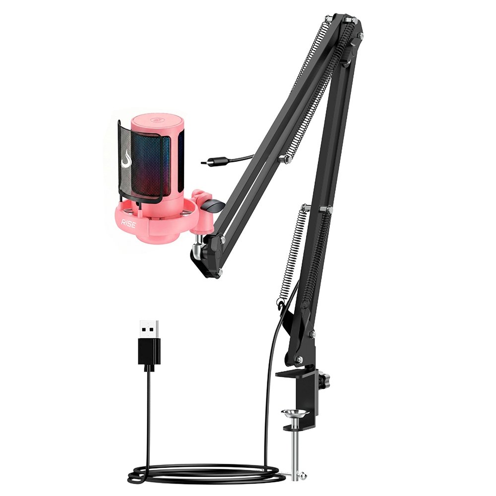 Microfone Gamer Rise Mode Elite 08 RGB, com Suporte de Mesa, USB-C, Rosa - RM-ME-08-PK - view 5