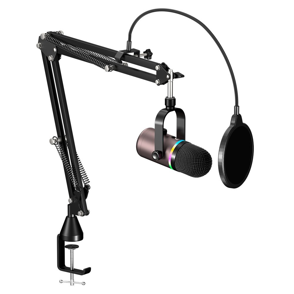 Microfone Gamer Rise Mode Elite 09 RGB, com Suporte de Mesa, USB-C, Preto e Ocre - RM-ME-09-BOC - view 9