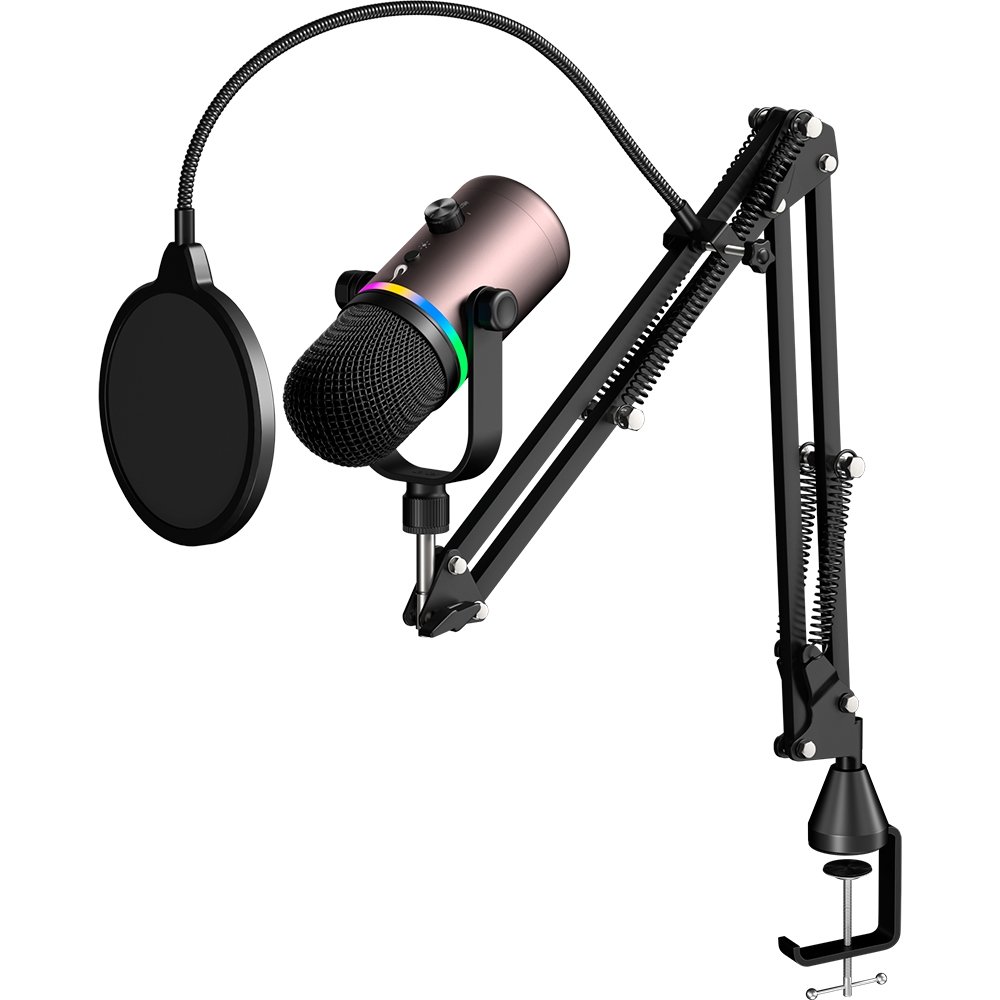 Microfone Gamer Rise Mode Elite 09 RGB, com Suporte de Mesa, USB-C, Preto e Ocre - RM-ME-09-BOC - view 8