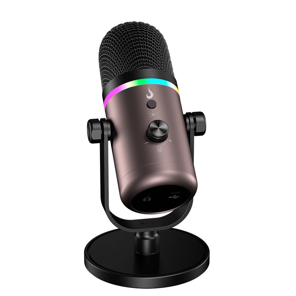Microfone Gamer Rise Mode Elite 09 RGB, com Suporte de Mesa, USB-C, Preto e Ocre - RM-ME-09-BOC - view 4