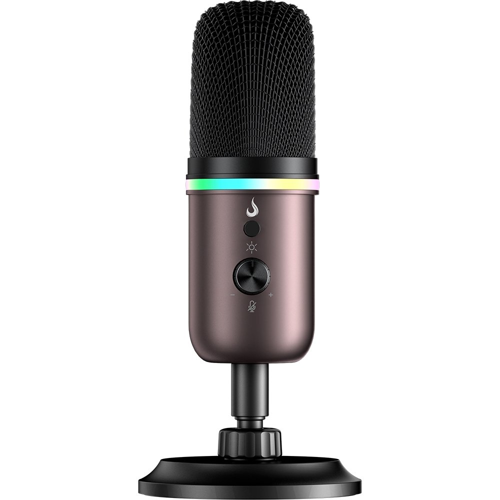 Microfone Gamer Rise Mode Elite 10 RGB, USB-C Condensador, Profissional, Preto e Ocre - RM-ME-010-BOC