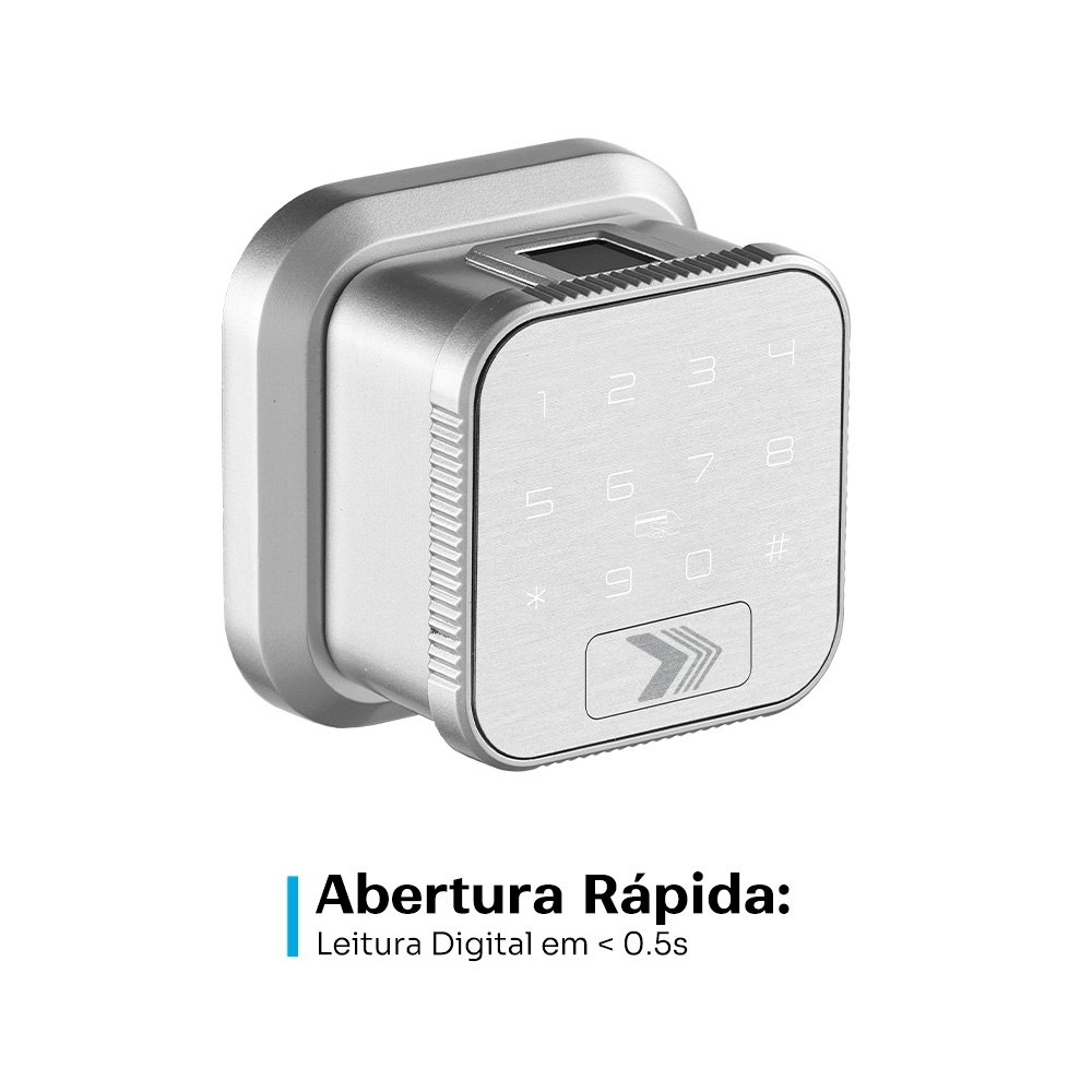 Fechadura Digital Balão.info Smart Simple Access, Biometria, 100 Digitais, Conexão com APP, Cinza - KSFD200CZ - view 4