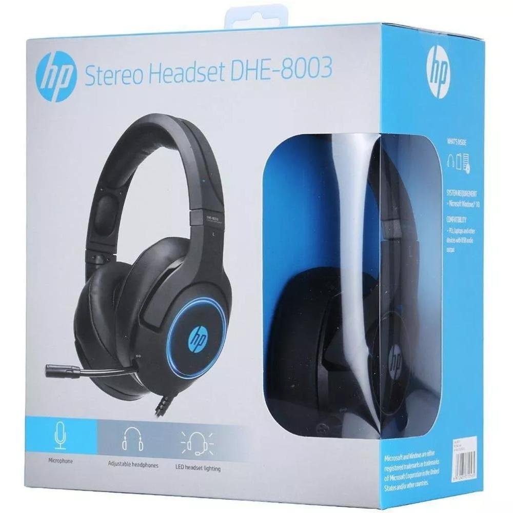 Imagem 5 de 5 do produto Fone Headset Hp Gamer Usb 7.1 Blue Light Dhe-8003 9ng15aa