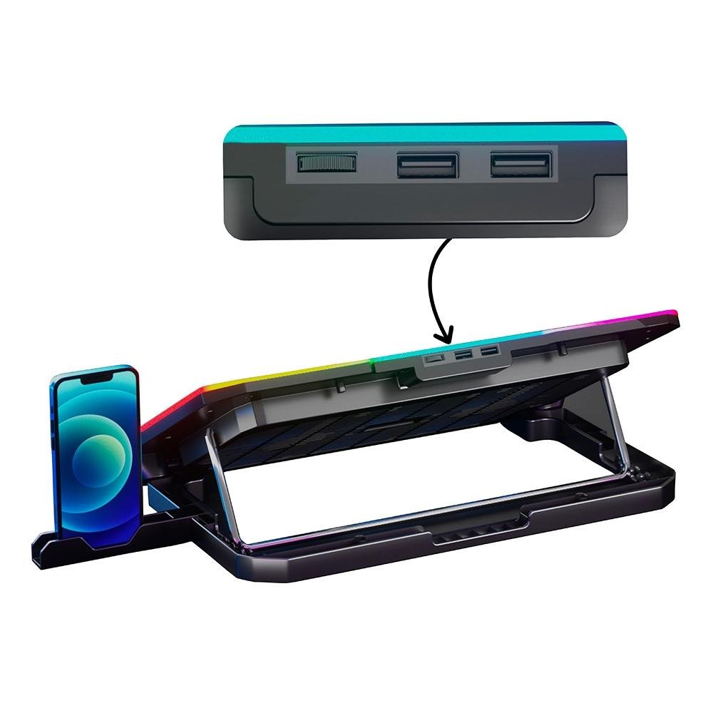 Imagem 3 de 4 do produto Base com Cooler para Notebook Rise Mode, 17", Galaxy Black X3, RGB, USB - RM-CN-03-RGB