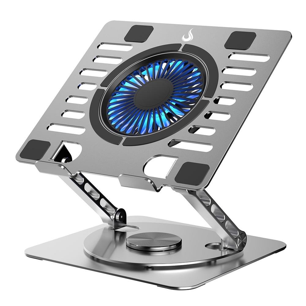 Imagem 3 de 7 do produto Base Articulada em alumínio com Cooler para Notebook e Tablets Rise Mode Até 17", Galaxy Gray X5, RGB, com Cooler - RM-CN-05-RGB