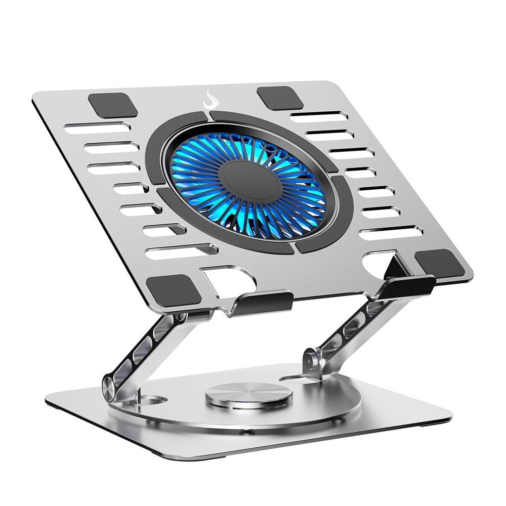 Imagem 6 de 7 do produto Base Articulada em alumínio com Cooler para Notebook e Tablets Rise Mode Até 17", Galaxy Gray X5, RGB, com Cooler - RM-CN-05-RGB