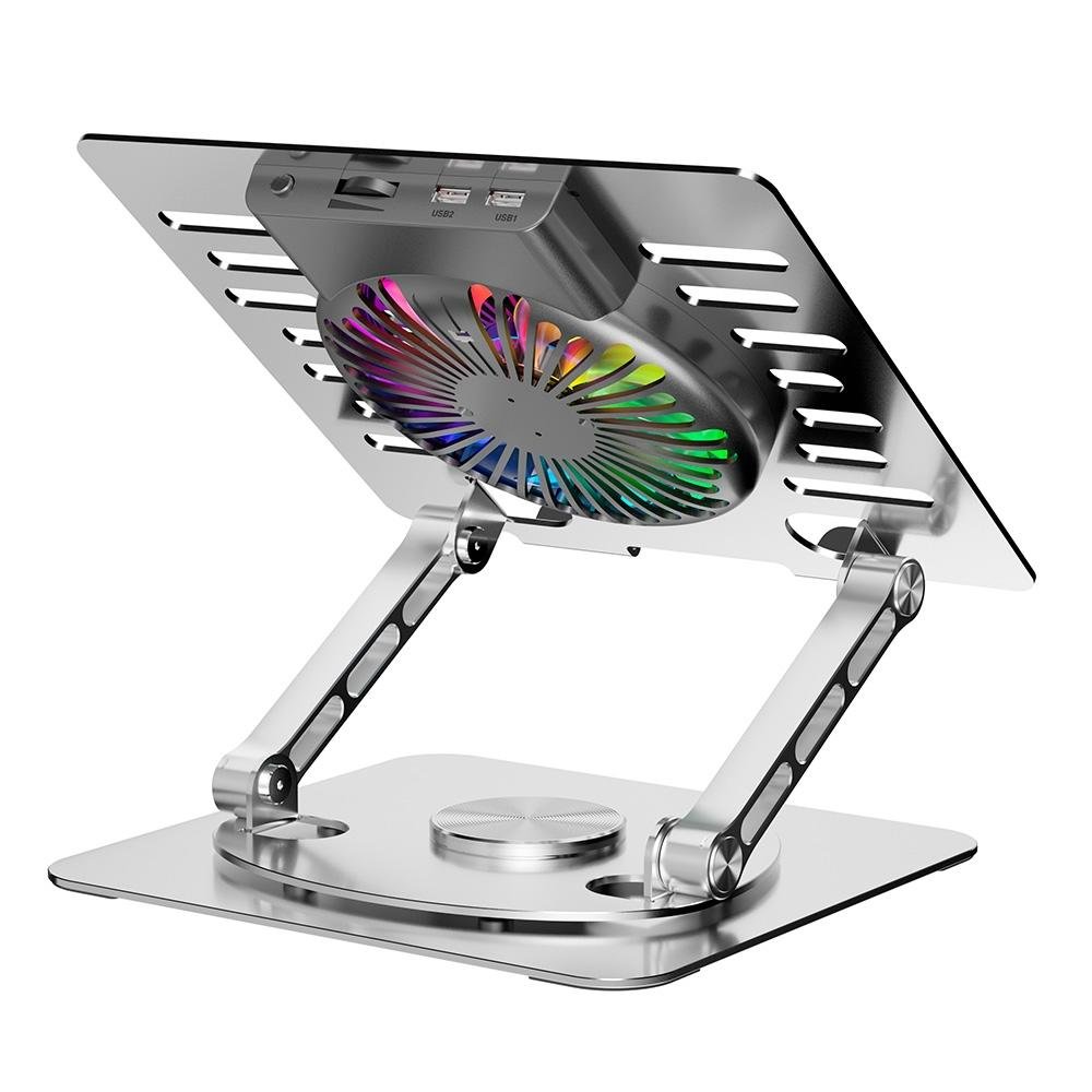 Imagem 7 de 7 do produto Base Articulada em alumínio com Cooler para Notebook e Tablets Rise Mode Até 17", Galaxy Gray X5, RGB, com Cooler - RM-CN-05-RGB
