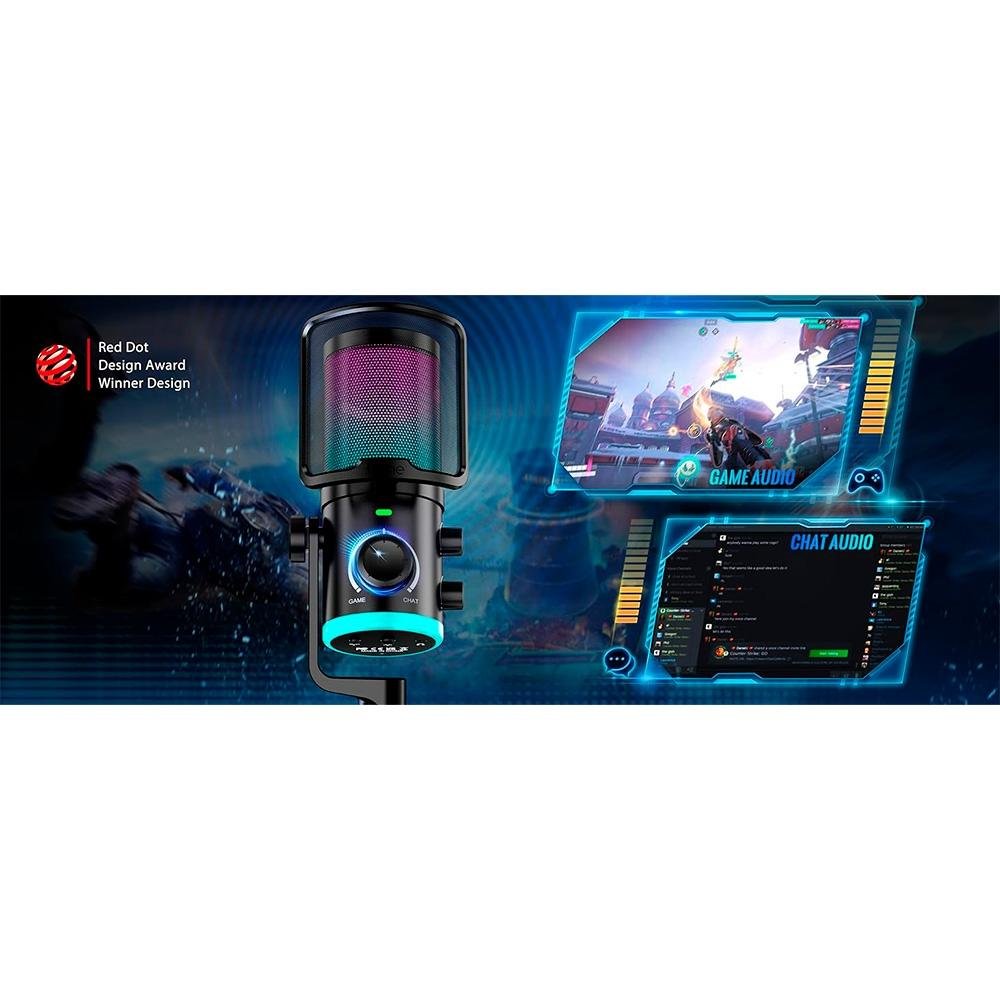 Microfone Gamer Fifine Ampligame AM6 RGB, USB-C, Anti-Ruído e Ganho, Preto - AM6 - view 4