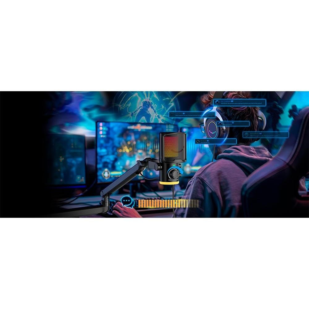 Microfone Gamer Fifine Ampligame AM6 RGB, USB-C, Anti-Ruído e Ganho, Preto - AM6 - view 5