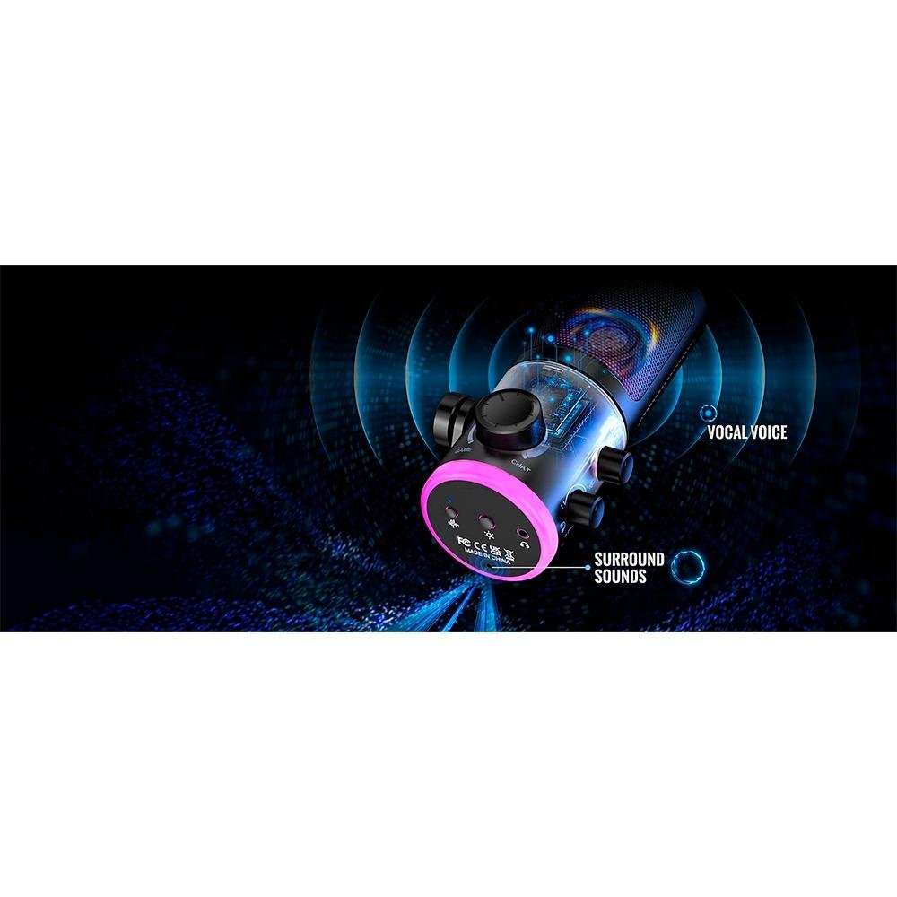 Microfone Gamer Fifine Ampligame AM6 RGB, USB-C, Anti-Ruído e Ganho, Preto - AM6 - view 6