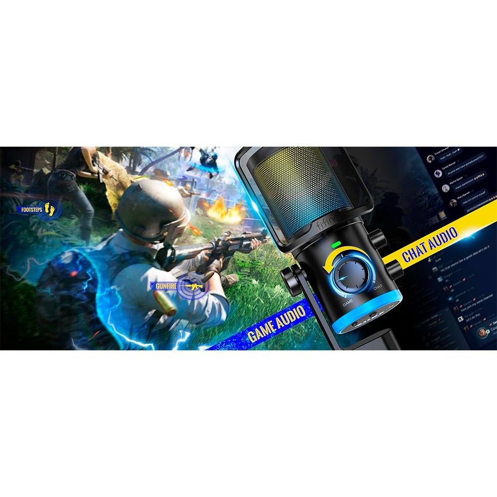 Microfone Gamer Fifine Ampligame AM6 RGB, USB-C, Anti-Ruído e Ganho, Preto - AM6 - view 8
