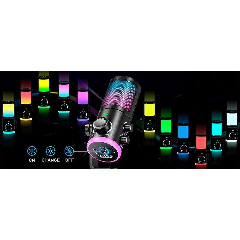 Microfone Gamer Fifine Ampligame AM6 RGB, USB-C, Anti-Ruído e Ganho, Preto - AM6 - view 9