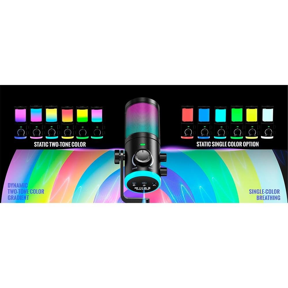 Microfone Gamer Fifine Ampligame AM6 RGB, USB-C, Anti-Ruído e Ganho, Preto - AM6 - view 12