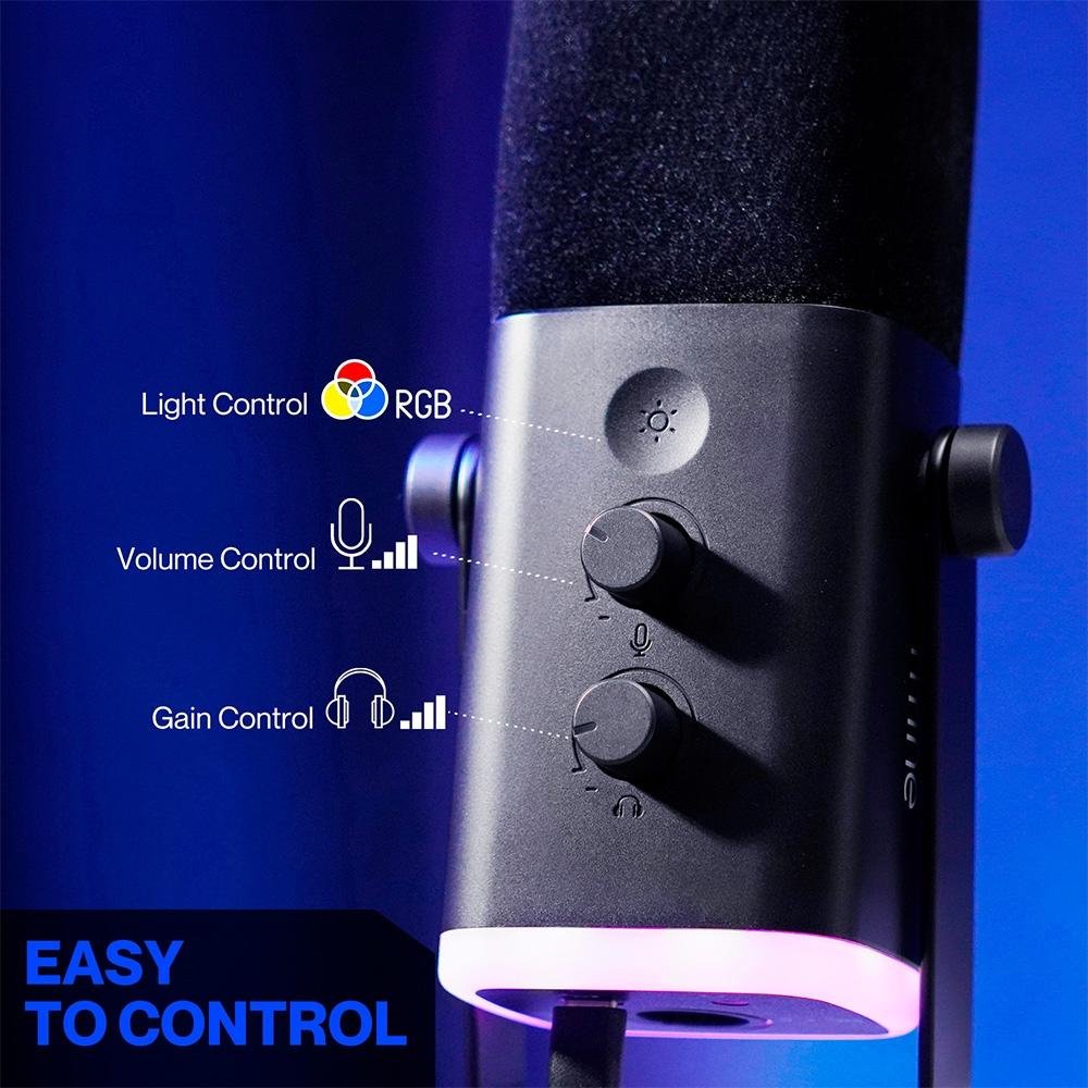 Microfone Dinâmico Gamer Fifine Ampligame, RGB, Cardióide, USB-C, Anti-Ruído, Para Streaming, Preto - AM8 Microfone Dinâmico Gamer Fifine Ampligame, RGB, Cardióide, USB-C, Anti-Ruído, Para Streaming, Preto - AM8