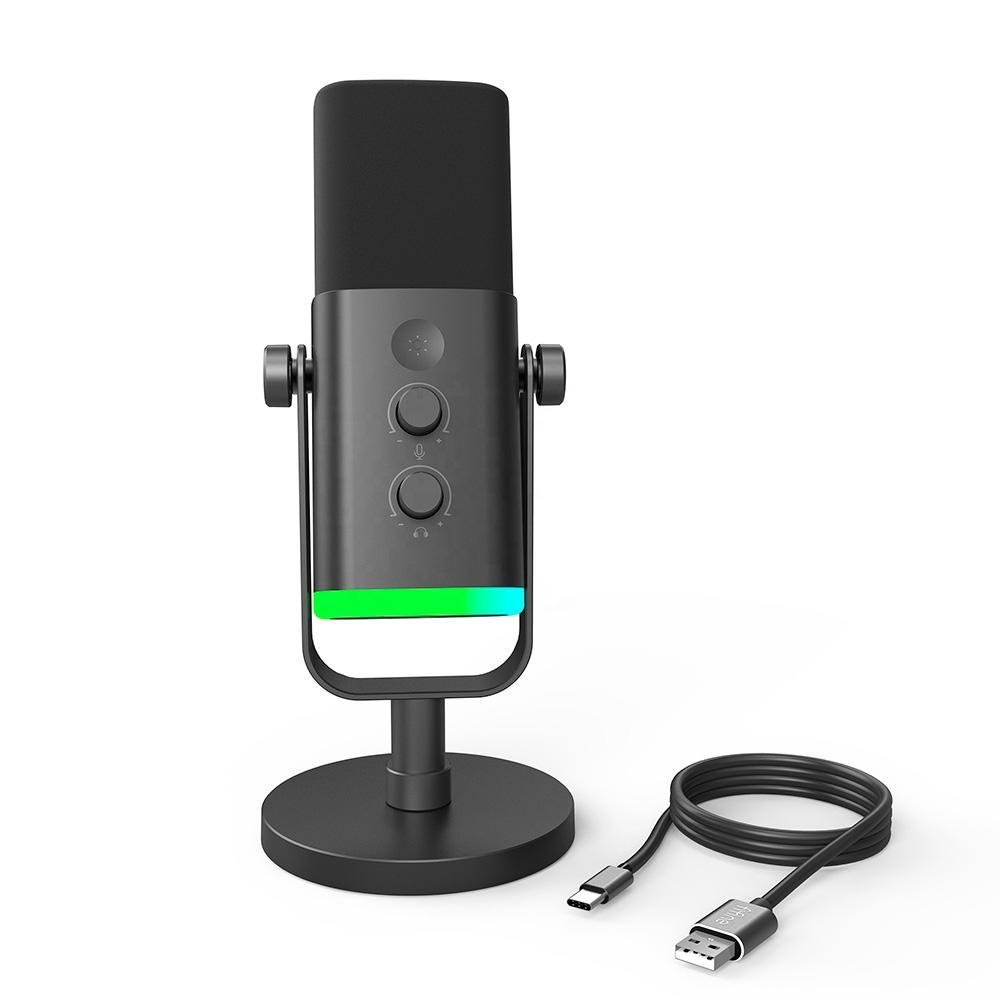 Microfone Dinâmico Gamer Fifine Ampligame, RGB, Cardióide, USB-C, Anti-Ruído, Para Streaming, Preto - AM8 Microfone Dinâmico Gamer Fifine Ampligame, RGB, Cardióide, USB-C, Anti-Ruído, Para Streaming, Preto - AM8