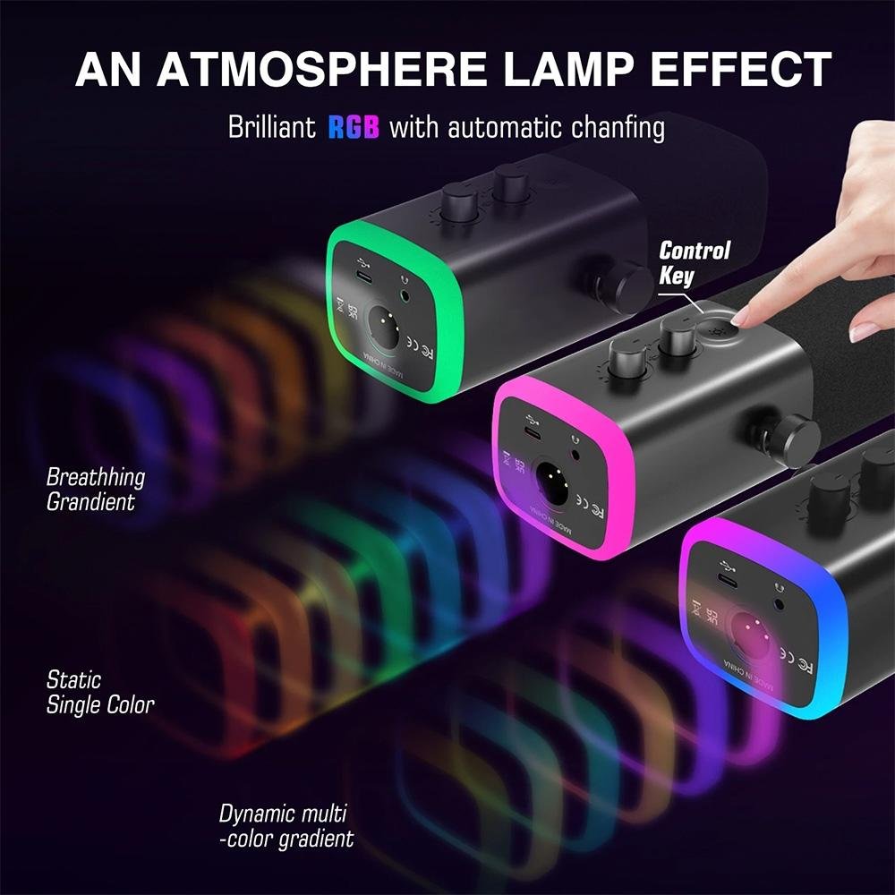 Microfone Dinâmico Gamer Fifine Ampligame, RGB, Cardióide, USB-C, Anti-Ruído, Para Streaming, Preto - AM8 - view 11