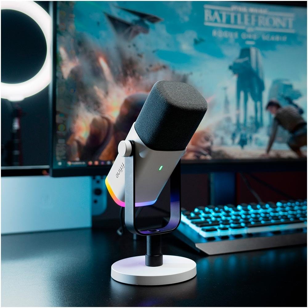 Microfone Dinâmico Gamer Fifine Ampligame, RGB, Cardióide, USB-C, Anti-Ruído, Para Streaming, Branco - AM8W - view 9