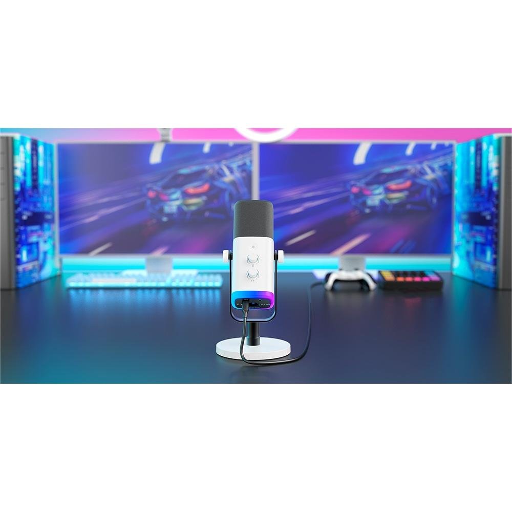 Microfone Dinâmico Gamer Fifine Ampligame, RGB, Cardióide, USB-C, Anti-Ruído, Para Streaming, Branco - AM8W - view 10