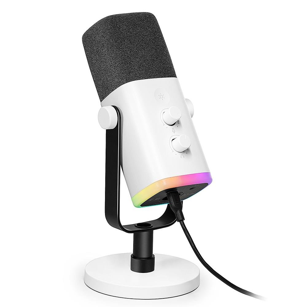 Microfone Dinâmico Gamer Fifine Ampligame, RGB, Cardióide, USB-C, Anti-Ruído, Para Streaming, Branco - AM8W Microfone Dinâmico Gamer Fifine Ampligame, RGB, Cardióide, USB-C, Anti-Ruído, Para Streaming, Branco - AM8W