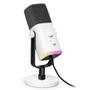 Microfone Dinâmico Gamer Fifine Ampligame, RGB, Cardióide, USB-C, Anti-Ruído, Para Streaming, Branco - AM8W