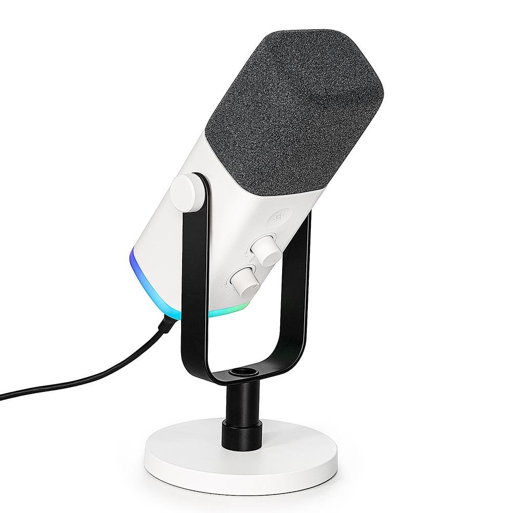 Microfone Dinâmico Gamer Fifine Ampligame, RGB, Cardióide, USB-C, Anti-Ruído, Para Streaming, Branco - AM8W Microfone Dinâmico Gamer Fifine Ampligame, RGB, Cardióide, USB-C, Anti-Ruído, Para Streaming, Branco - AM8W