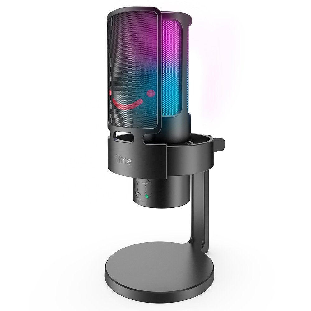 Microfone Gamer Fifine Ampligame A8 Plus RGB, USB, Cardioide e Omni, Preto - A8PLUS - view 2