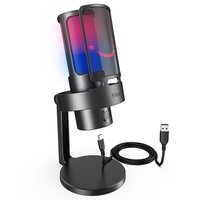 Microfone Gamer Fifine Ampligame A8 Plus RGB, USB, Cardioide e Omni, Preto - A8PLUS