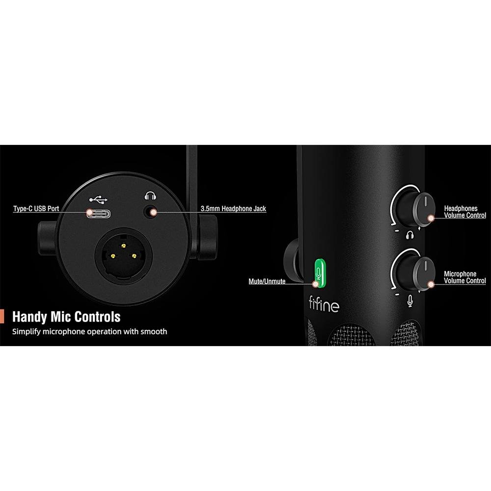 Microfone Gamer Dinâmico Fifine Tank3, XLR e USB-C, Podcast e Estúdio, Preto - TANK3 - view 11