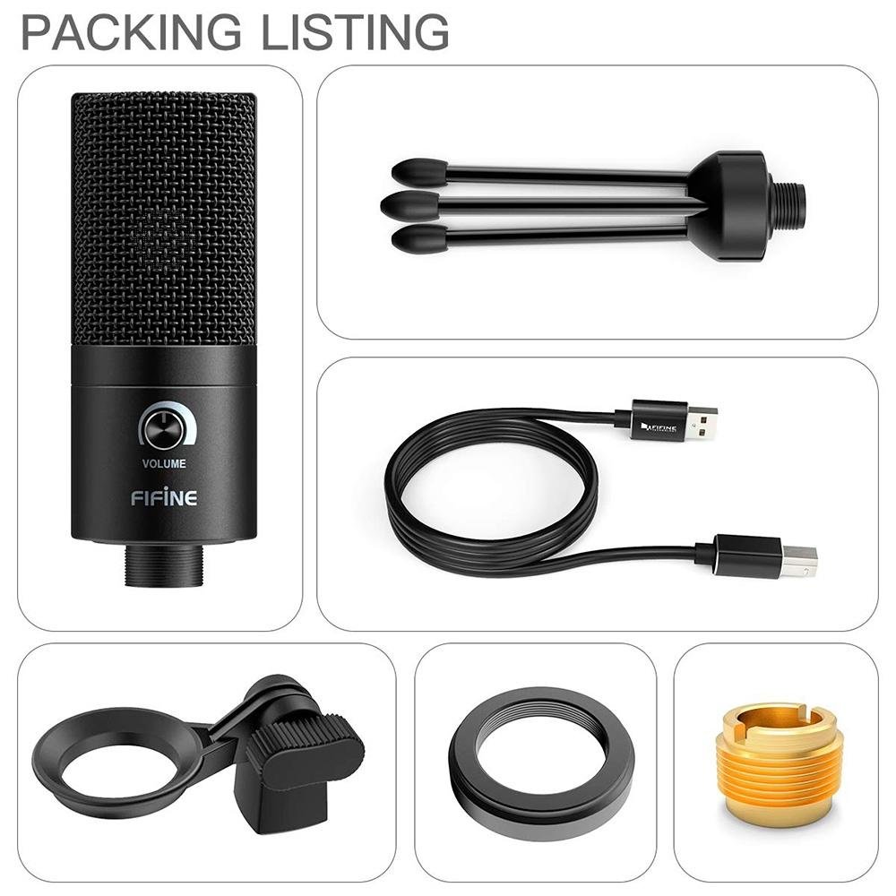 Microfone Gamer Condensador Fifine K680, USB, Plug & Play, Podcast e PC, Preto - K680 - view 6
