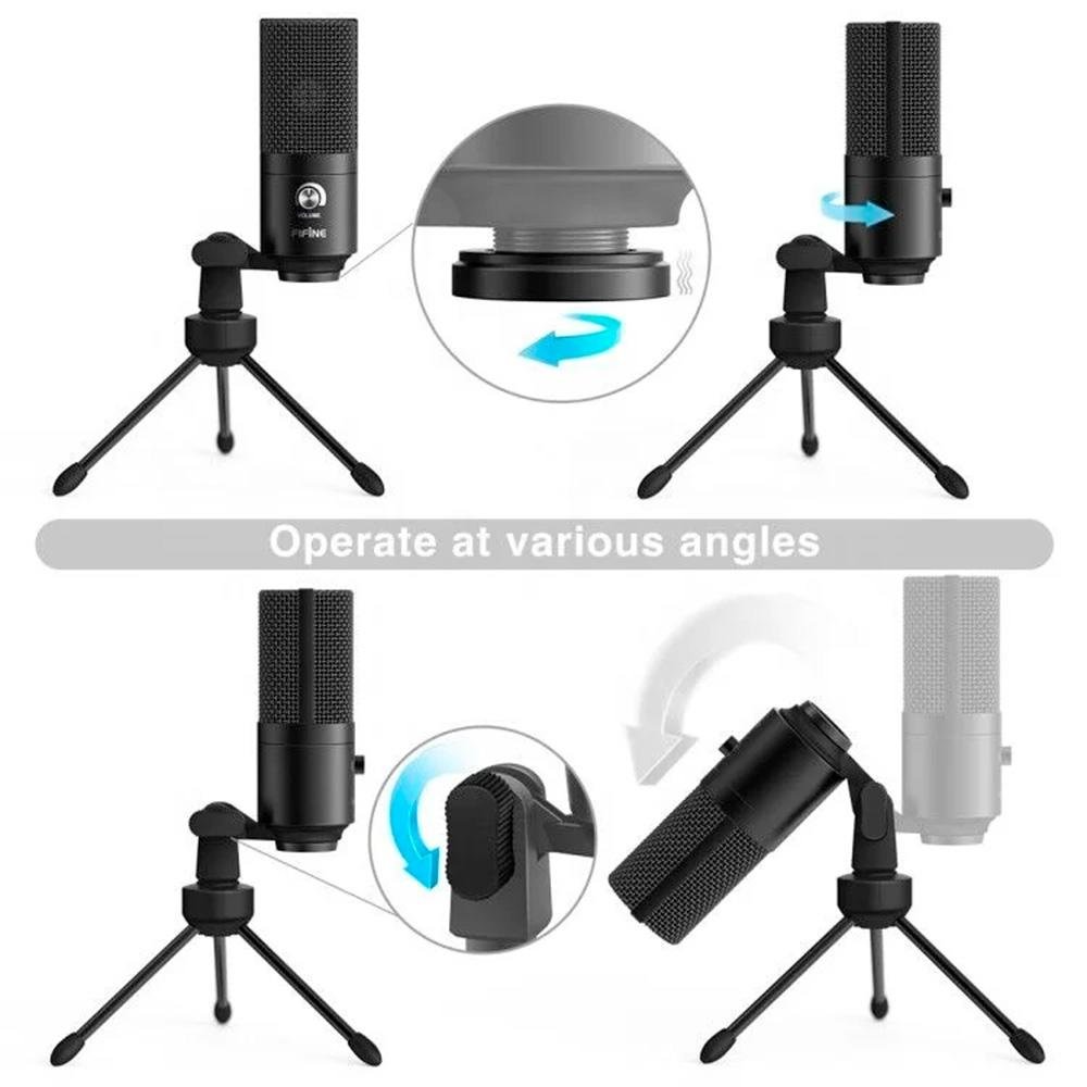 Microfone Gamer Condensador Fifine K680, USB, Plug & Play, Podcast e PC, Preto - K680 - view 3