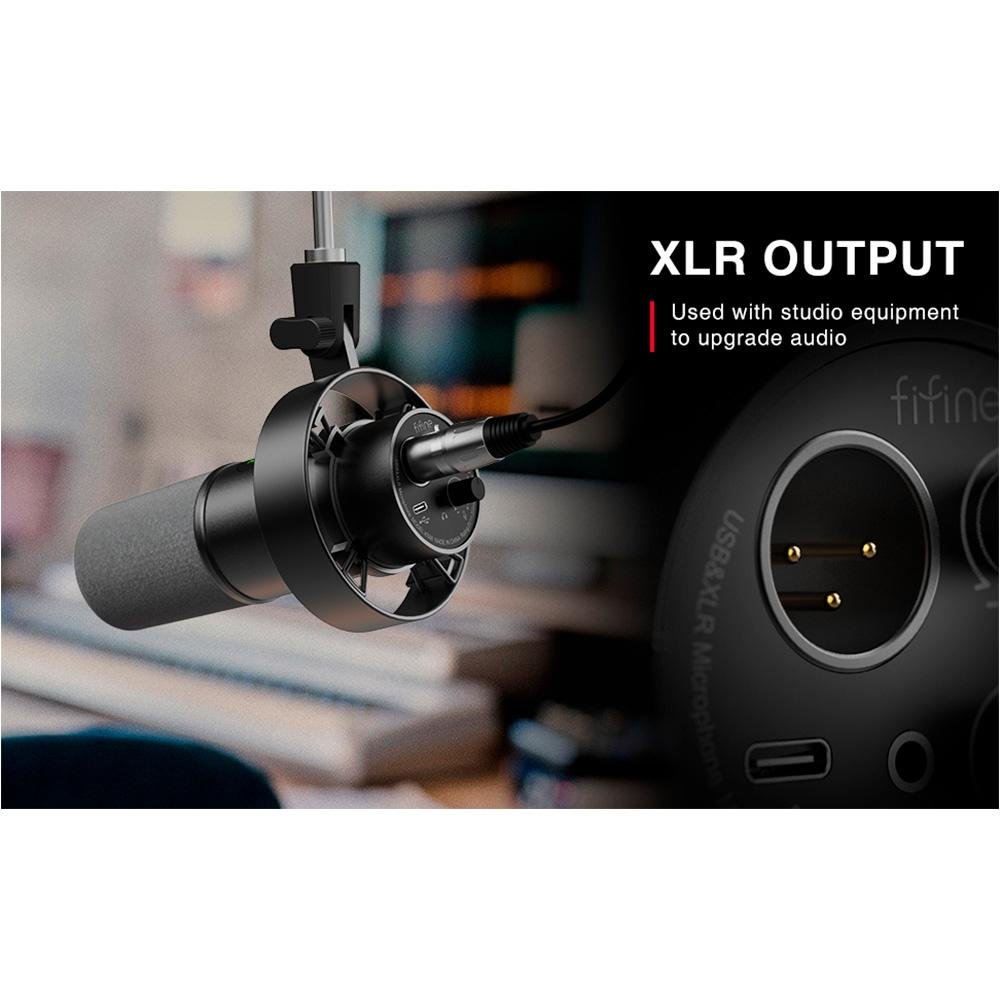 Microfone Dinâmico Fifine, Cardióide, USB Tipo-C e XLR, Com entrada para Fone, Preto - K688 - view 11