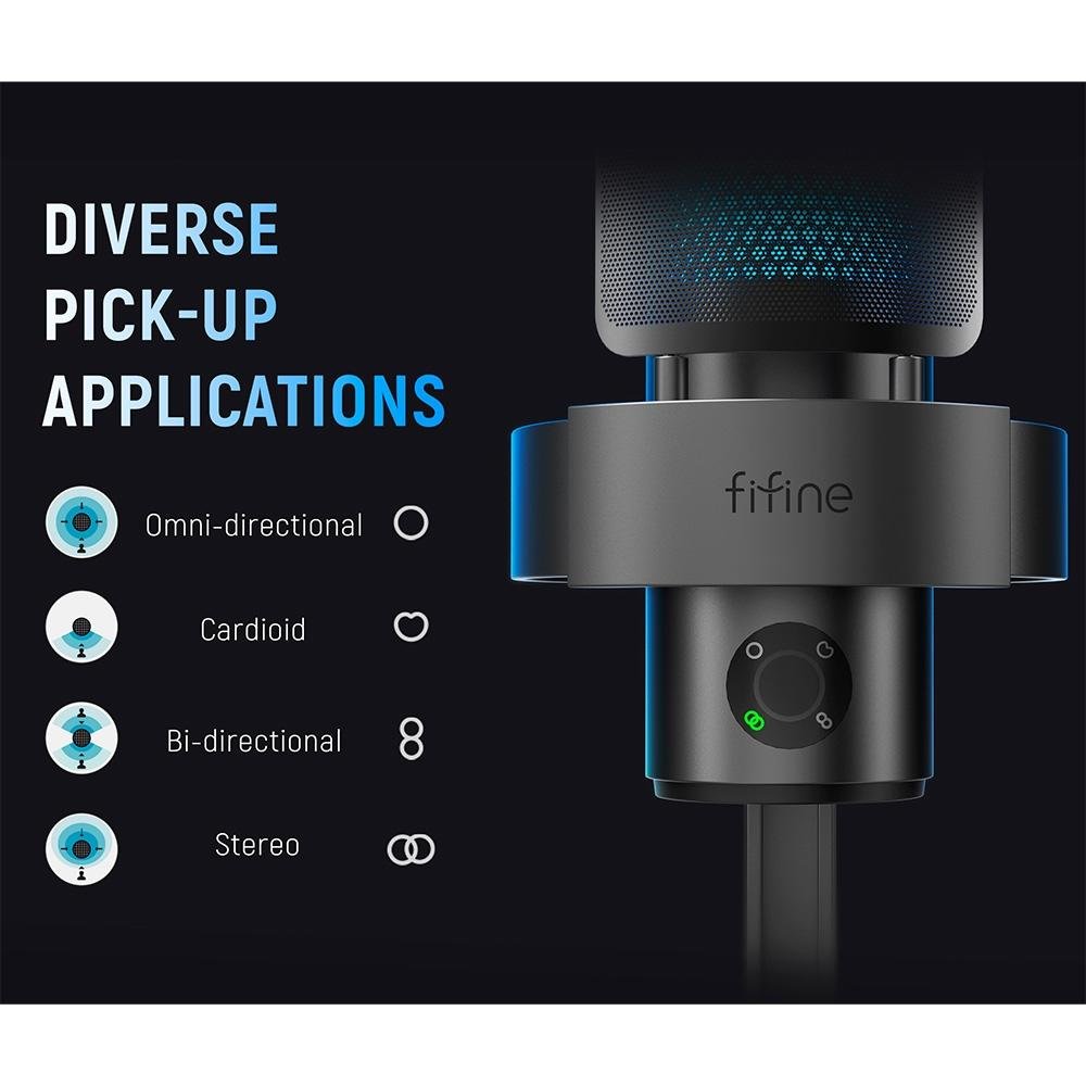 Microfone Gamer Fifine Ampligame A9 RGB, USB, Condensador, Cardioide, Preto - A9 - view 3