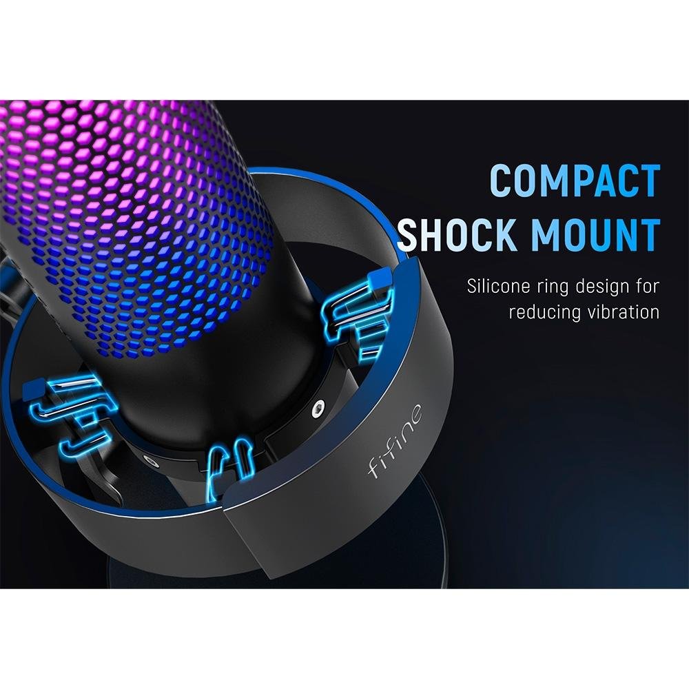 Microfone Gamer Fifine Ampligame A9 RGB, USB, Condensador, Cardioide, Preto - A9 - view 7