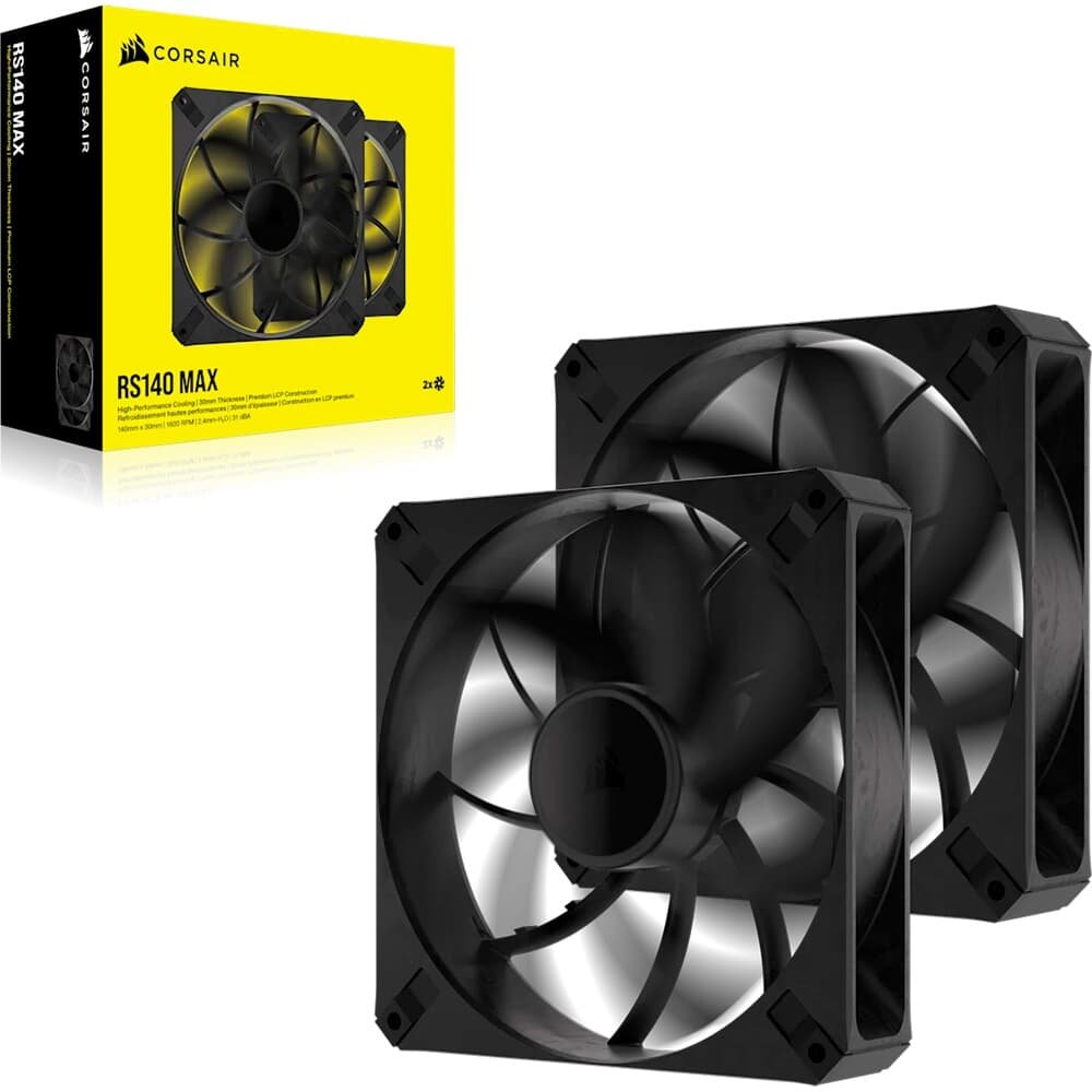 Imagem 6 de 6 do produto Kit com 2 Ventoinhas Corsair RS140 MAX, 140mm, Preto - CO-9050175-WW