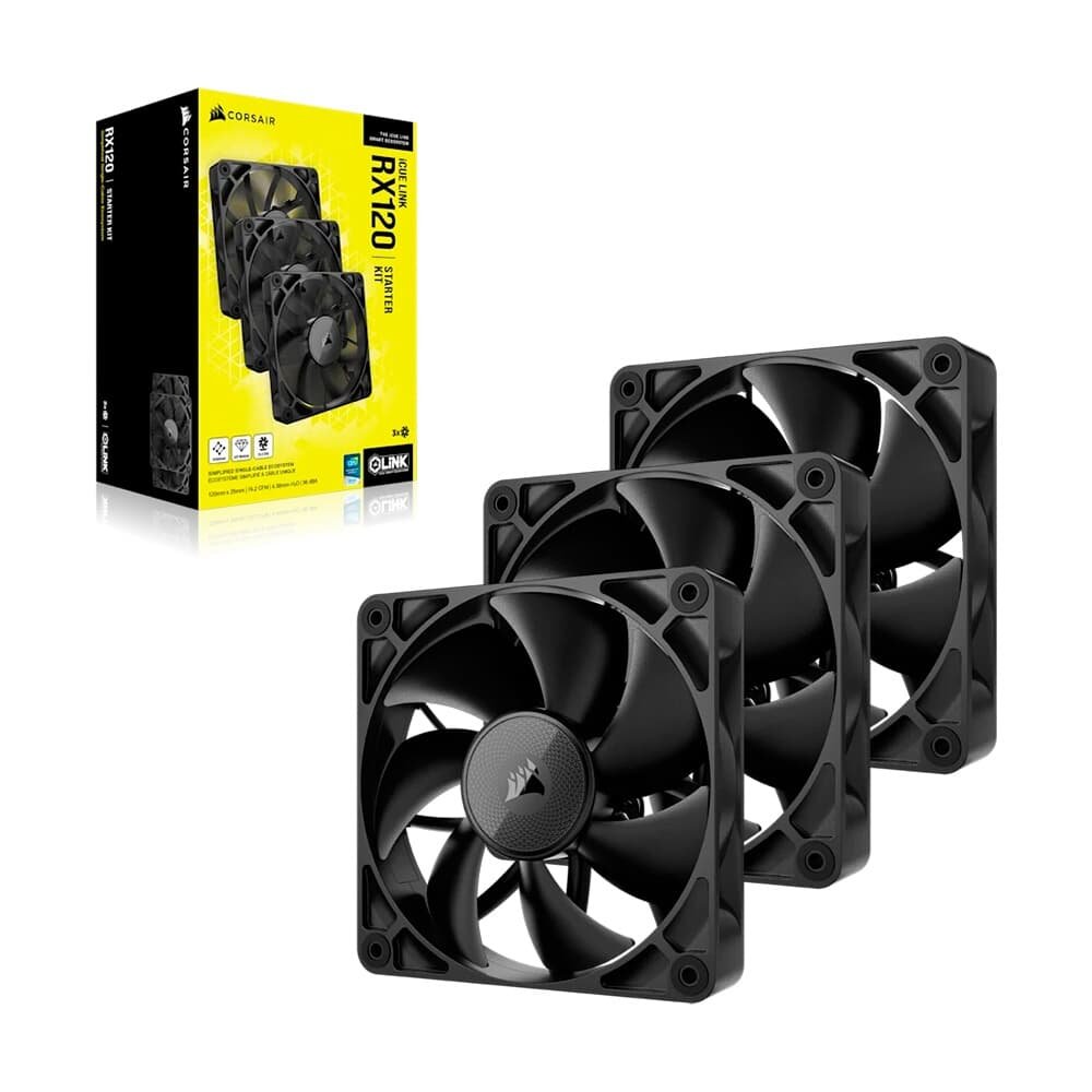 Kit com 3 Ventoinhas Corsair iCUE LINK RX120, 120mm, Preto - CO-9051010-WW - view 2